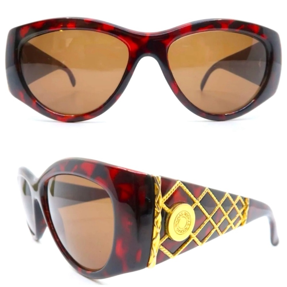 Vintage 1990’s Rochas Paris Sunglasses Gold Detail, Mod 9019-01, Made in France